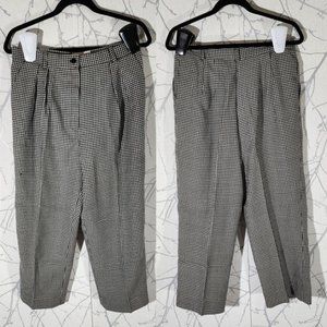 Talbots VTG Houndstooth Worsted Wool Pleated High Rise Pants